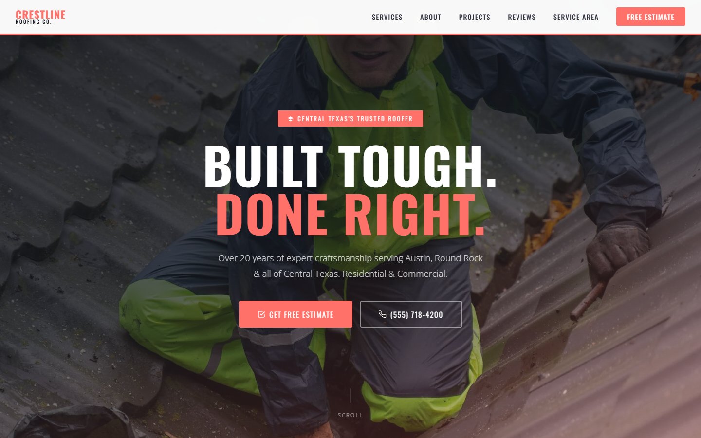Crestline Roofing website