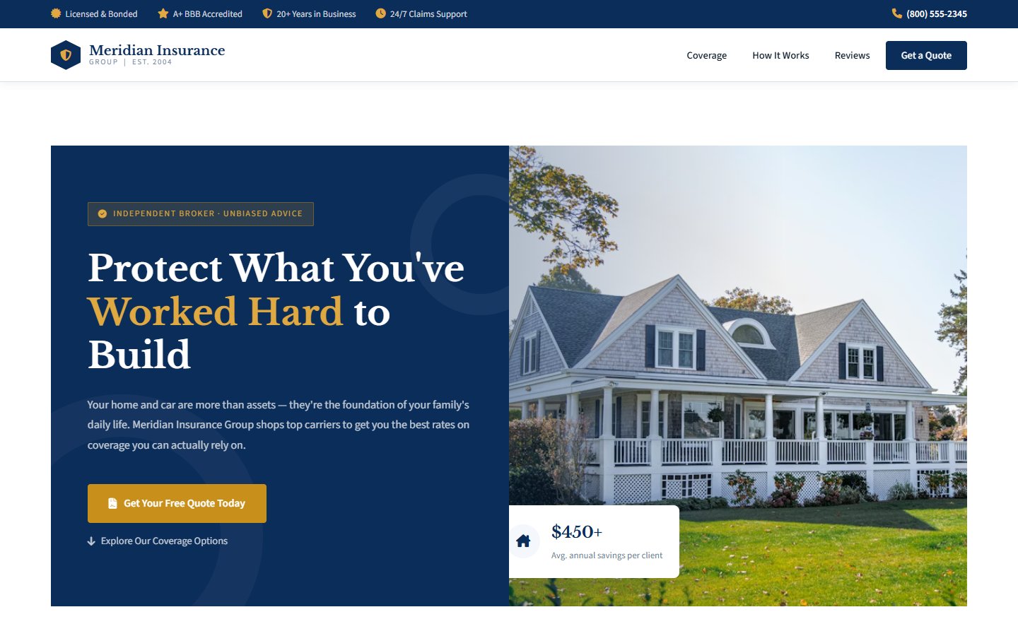 Meridian Insurance Group professional corporate website design