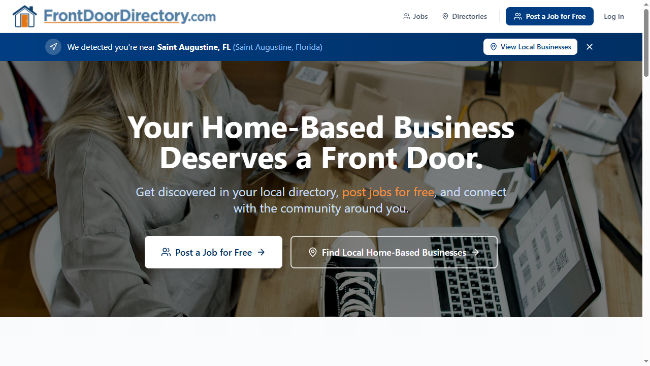 Front Door Directory homepage — home business discovery platform